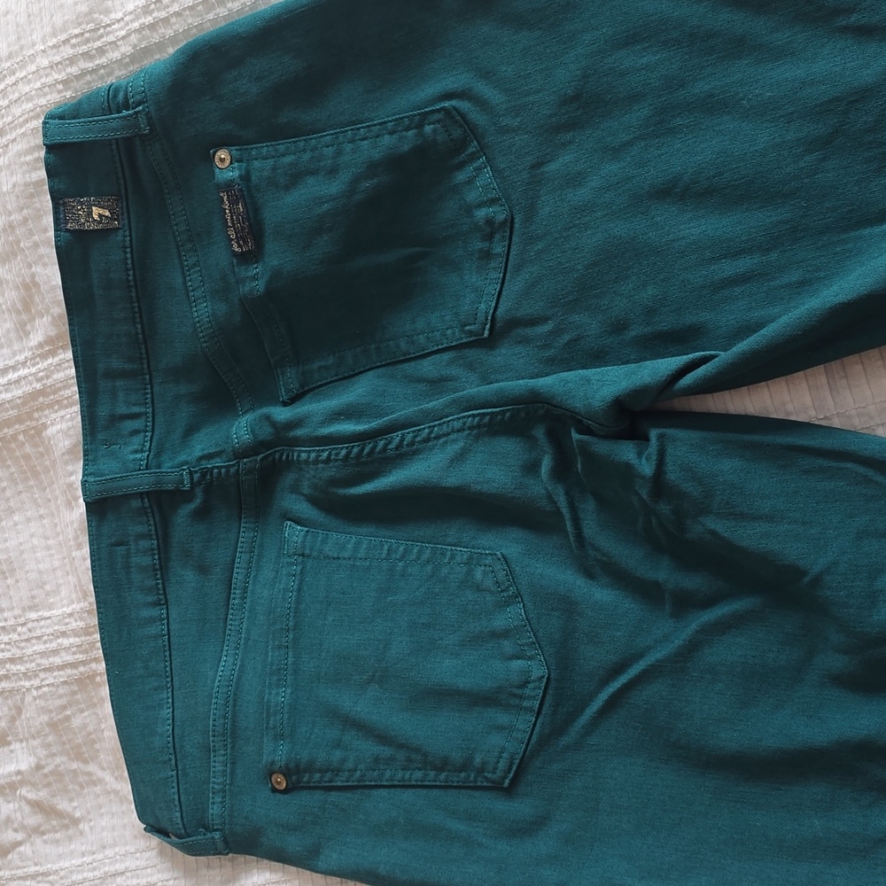 7 For All Mankind Green Skinny Jeans Size 30